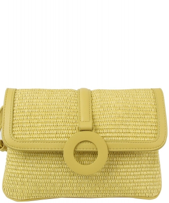 Flap Straw Vacation Crossbody Bag CJF135 YELLOW